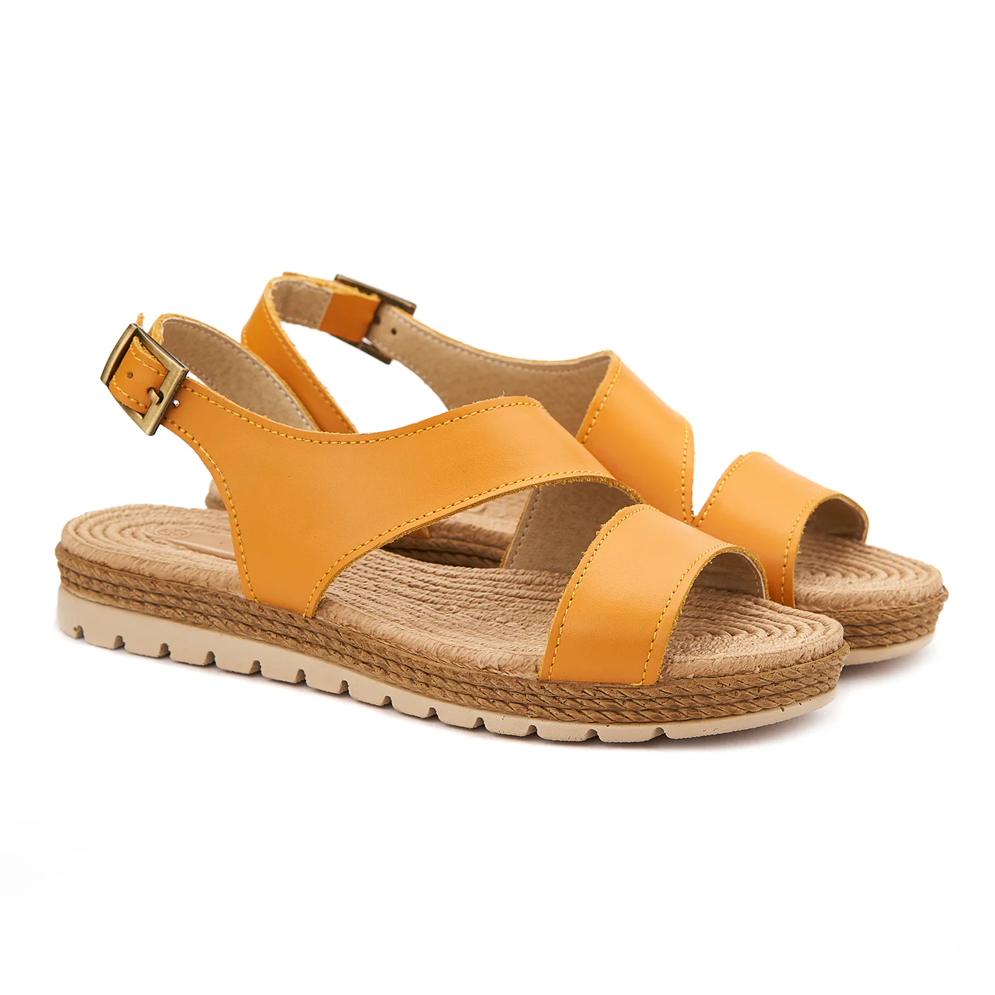 Sandale dama din piele galbena fara toc 2124