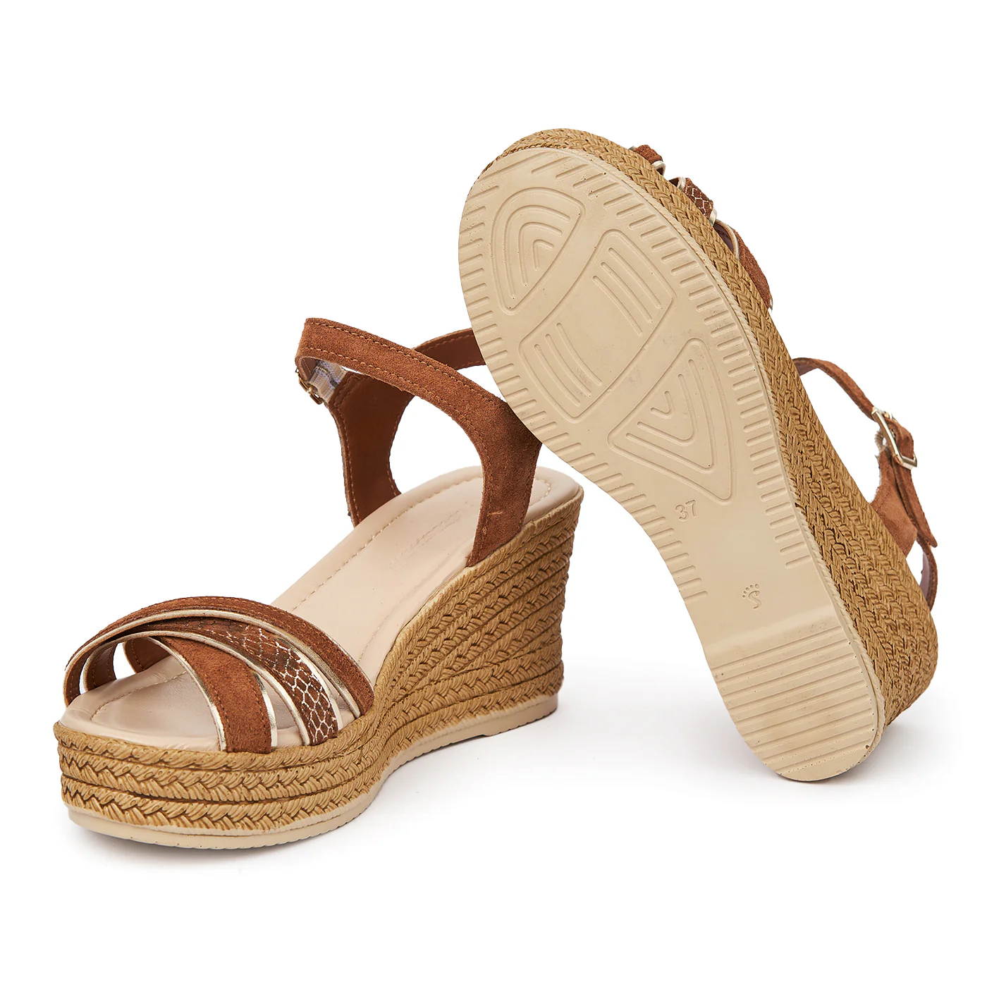 Sandale dama din piele maro cu platforma 2364 - Image 3