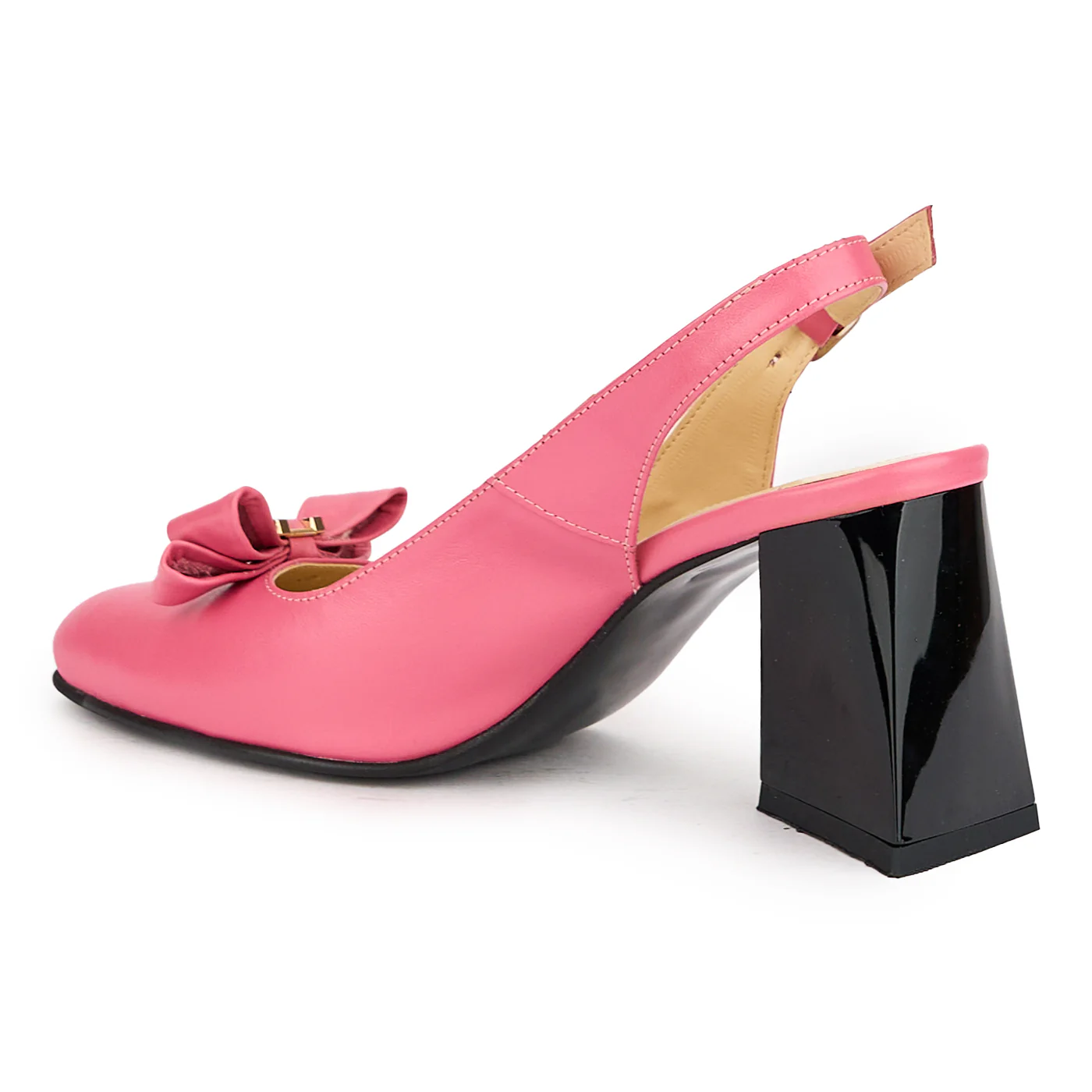 Sandale dama din piele natura roz cu toc gros 7.5 cm 16188 - Image 2