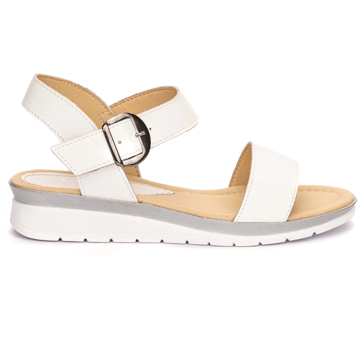 Sandale dama din piele naturala alba 13453