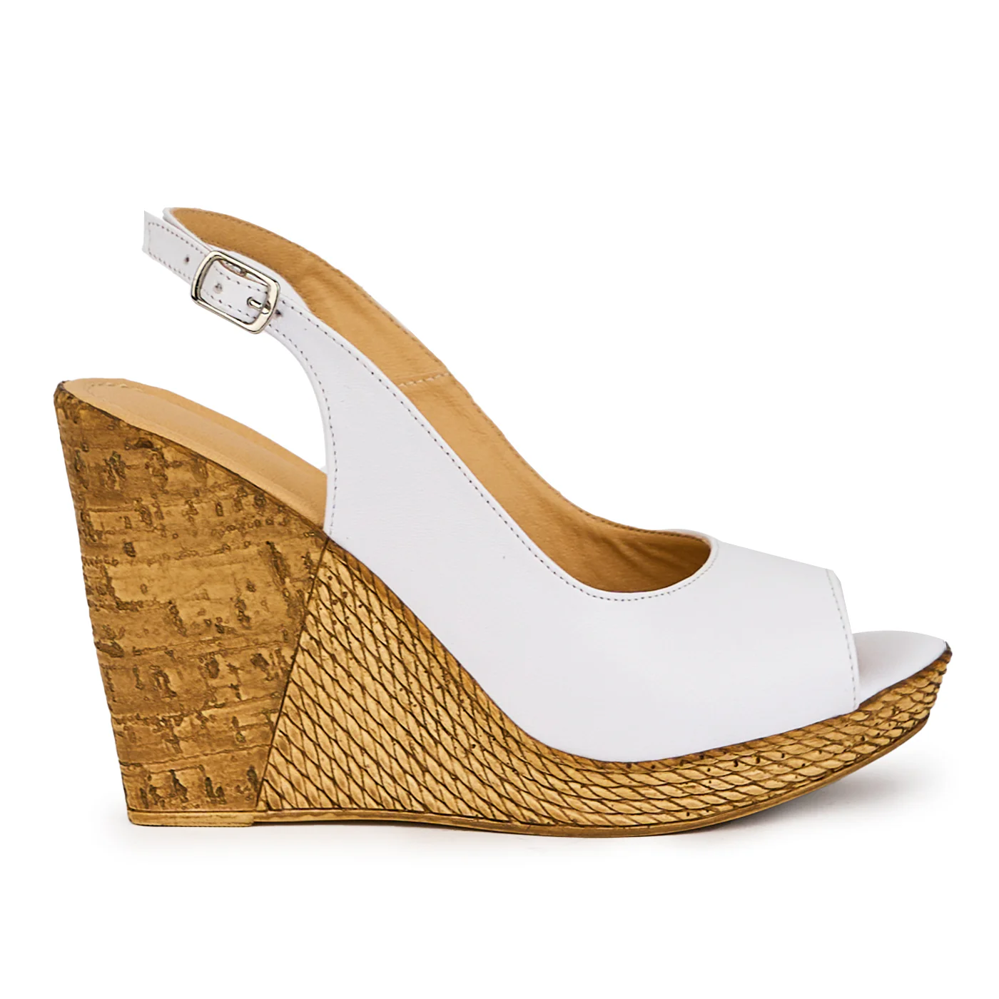 Sandale dama din piele naturala alba cu platforma 10.5 cm 17036