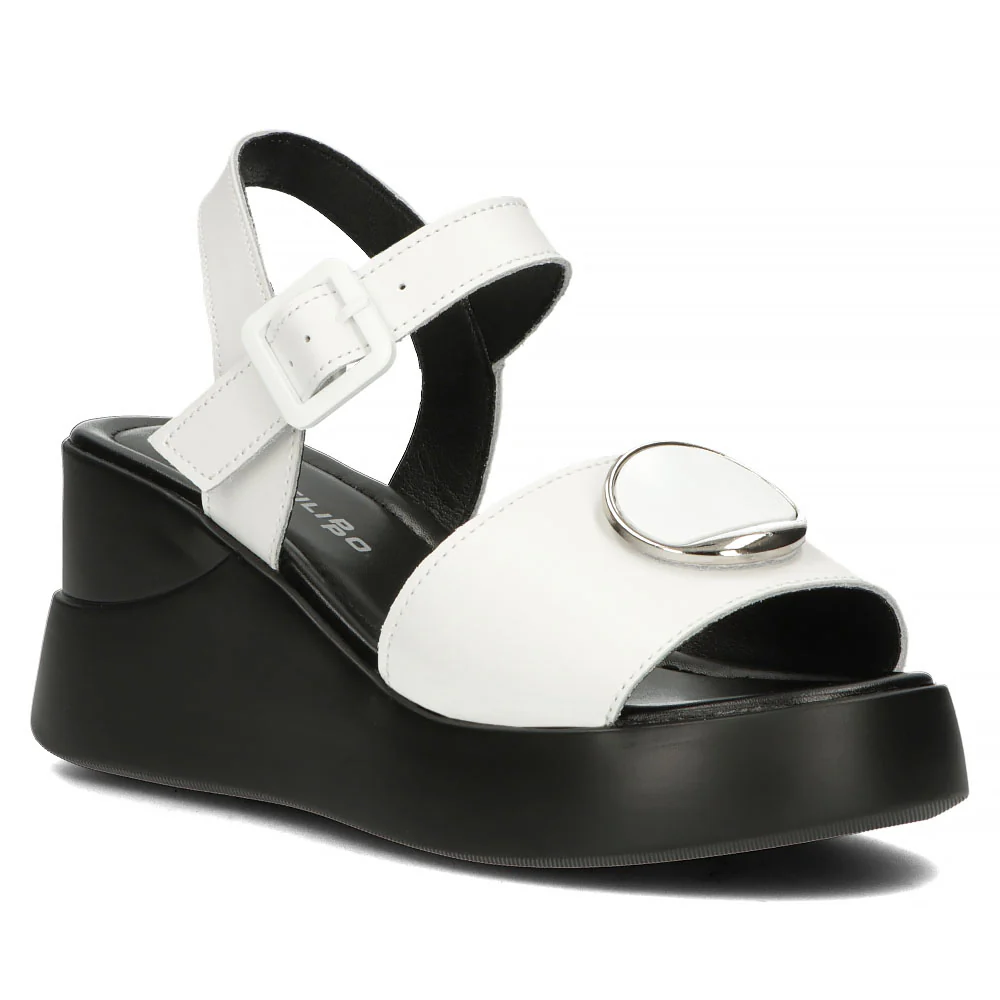 Sandale dama din piele naturala alba cu platforma 13333 - Image 2