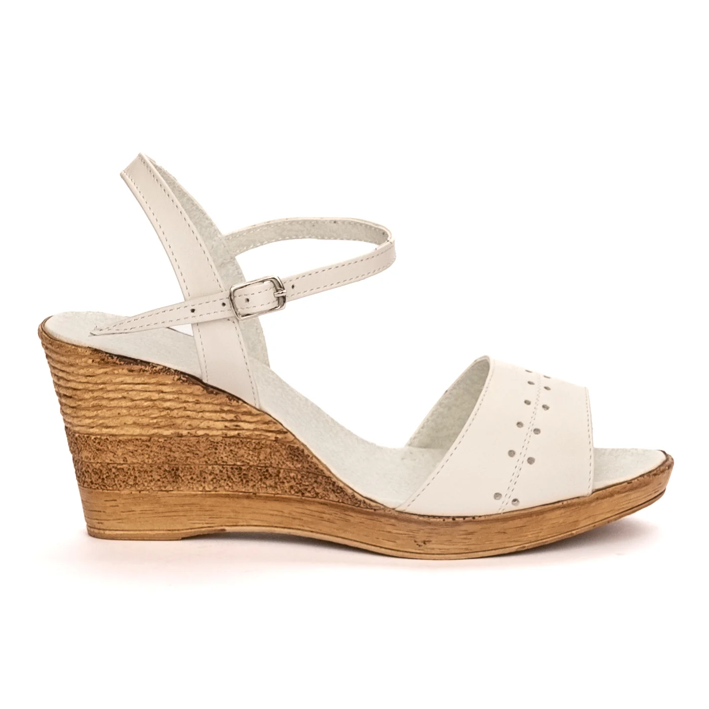Sandale dama din piele naturala alba cu platforma 13341