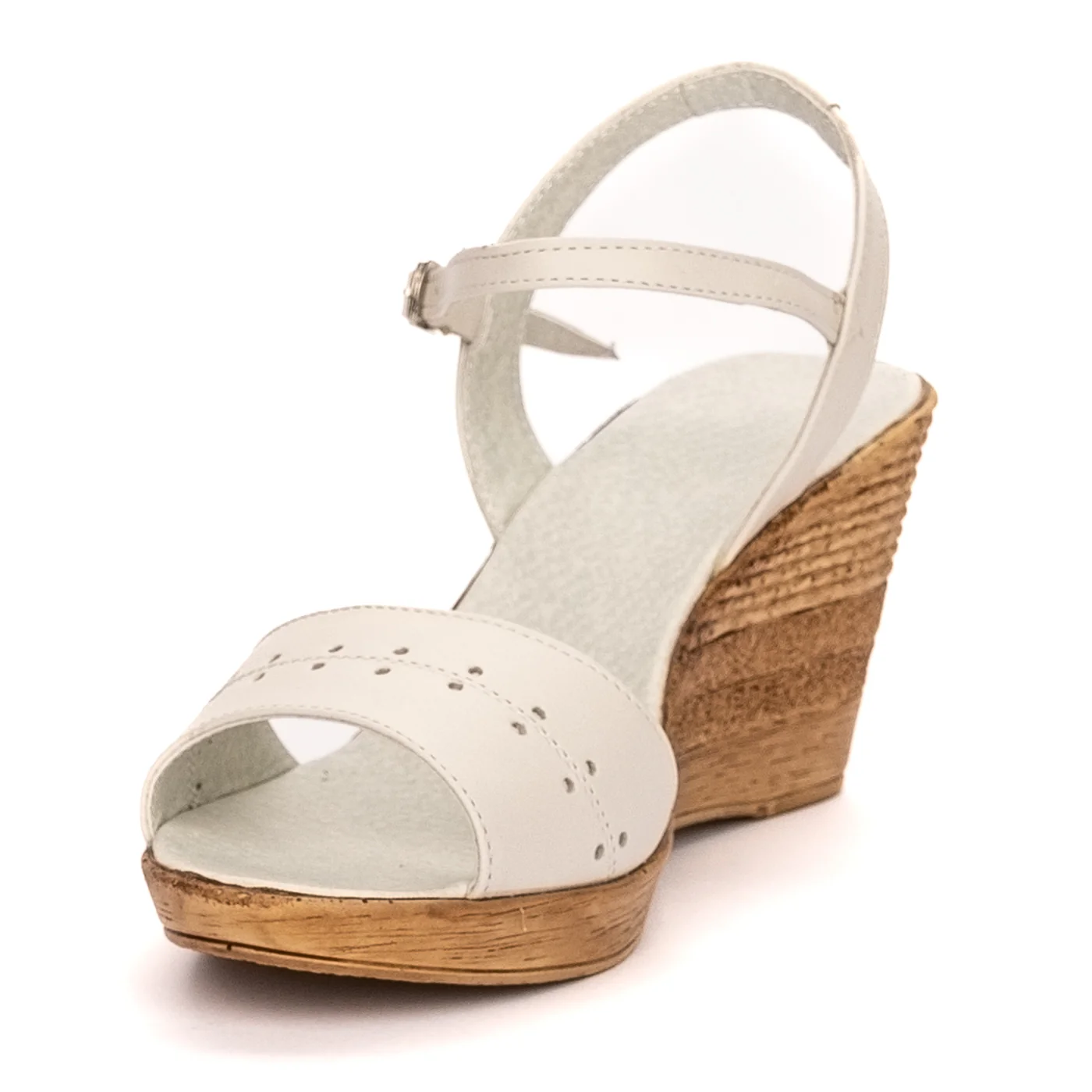 Sandale dama din piele naturala alba cu platforma 13341 - Image 3