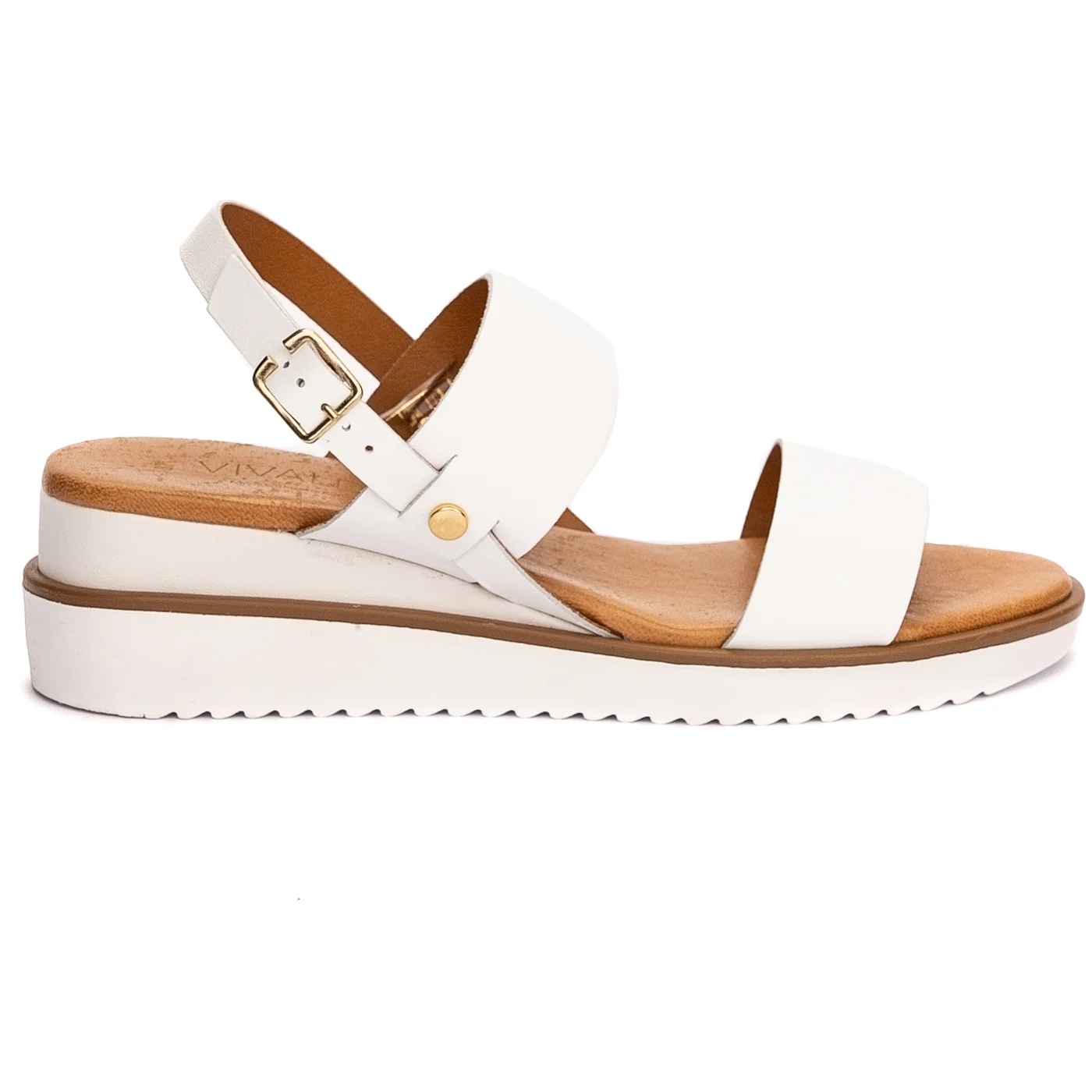 Sandale dama din piele naturala alba cu platforma 13488