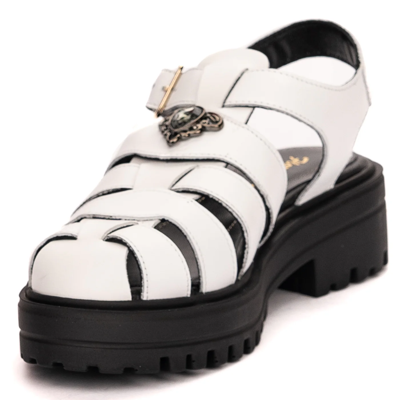 Sandale dama din piele naturala alba cu platforma 13513 - Image 3