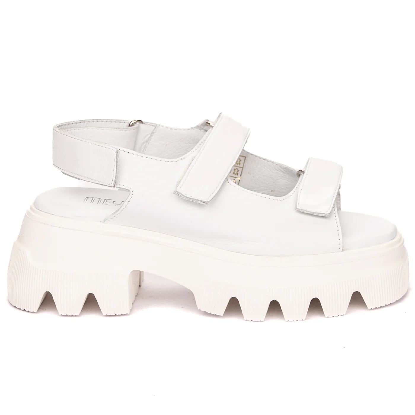 Sandale dama din piele naturala alba cu platforma 13607