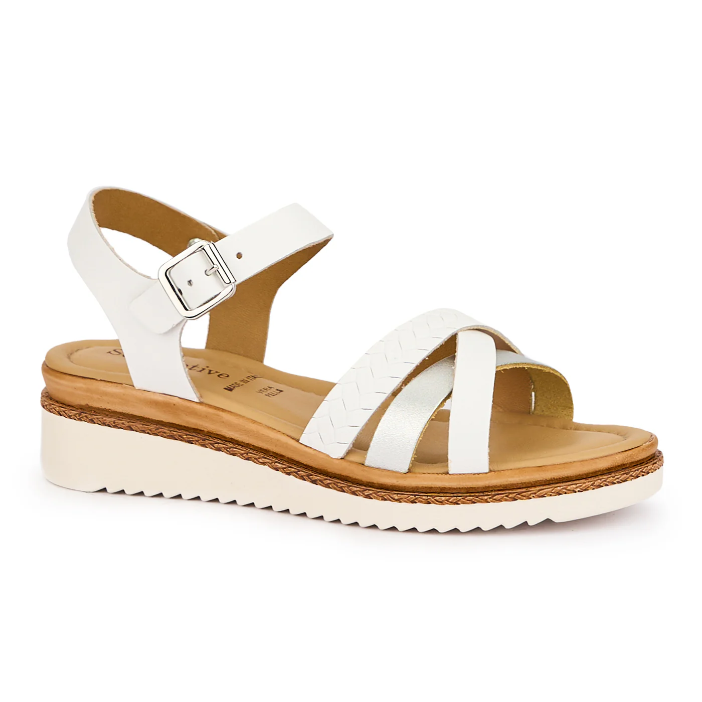 Sandale dama din piele naturala alba cu platforma 4 cm 16127