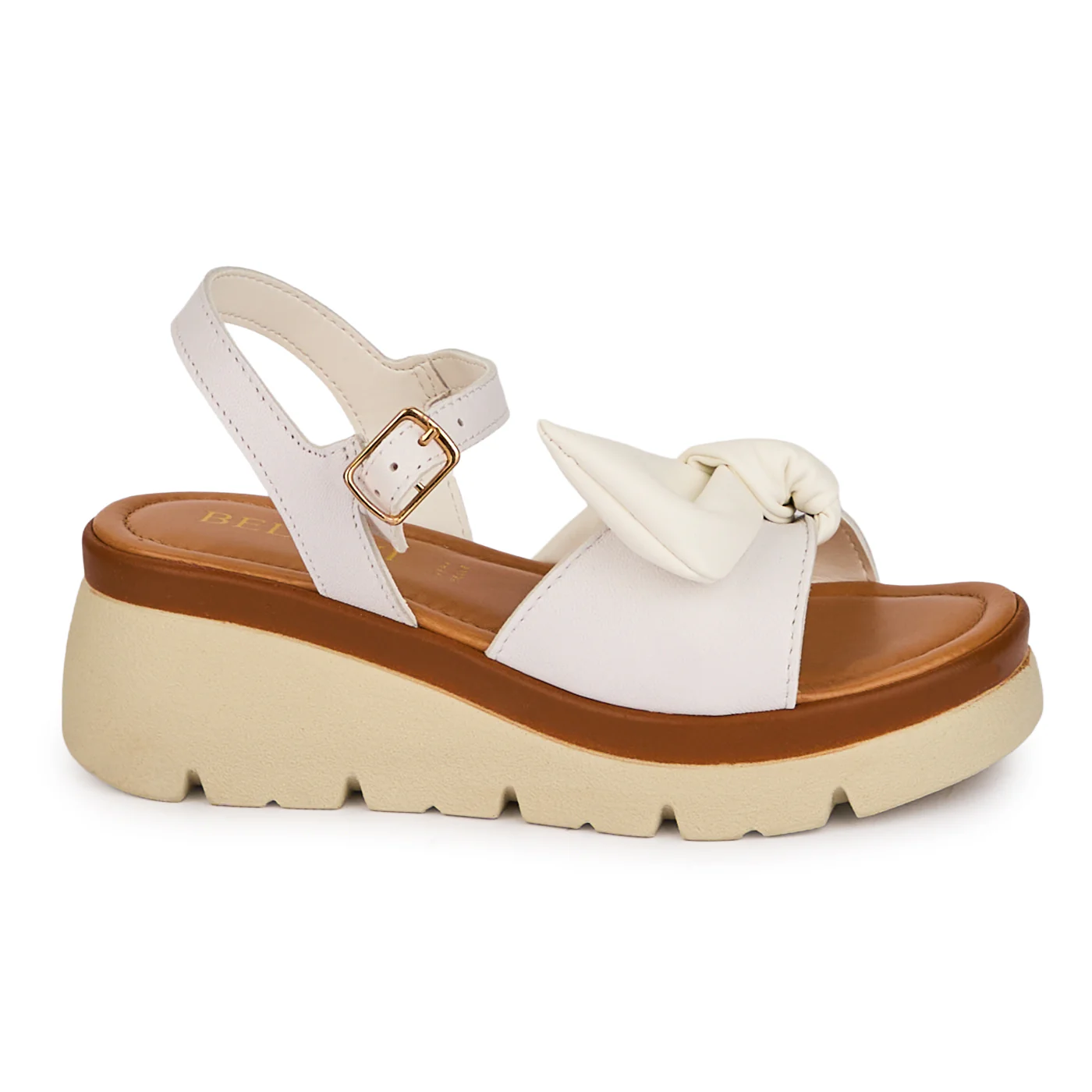 Sandale dama din piele naturala alba cu platforma 5 cm 18463