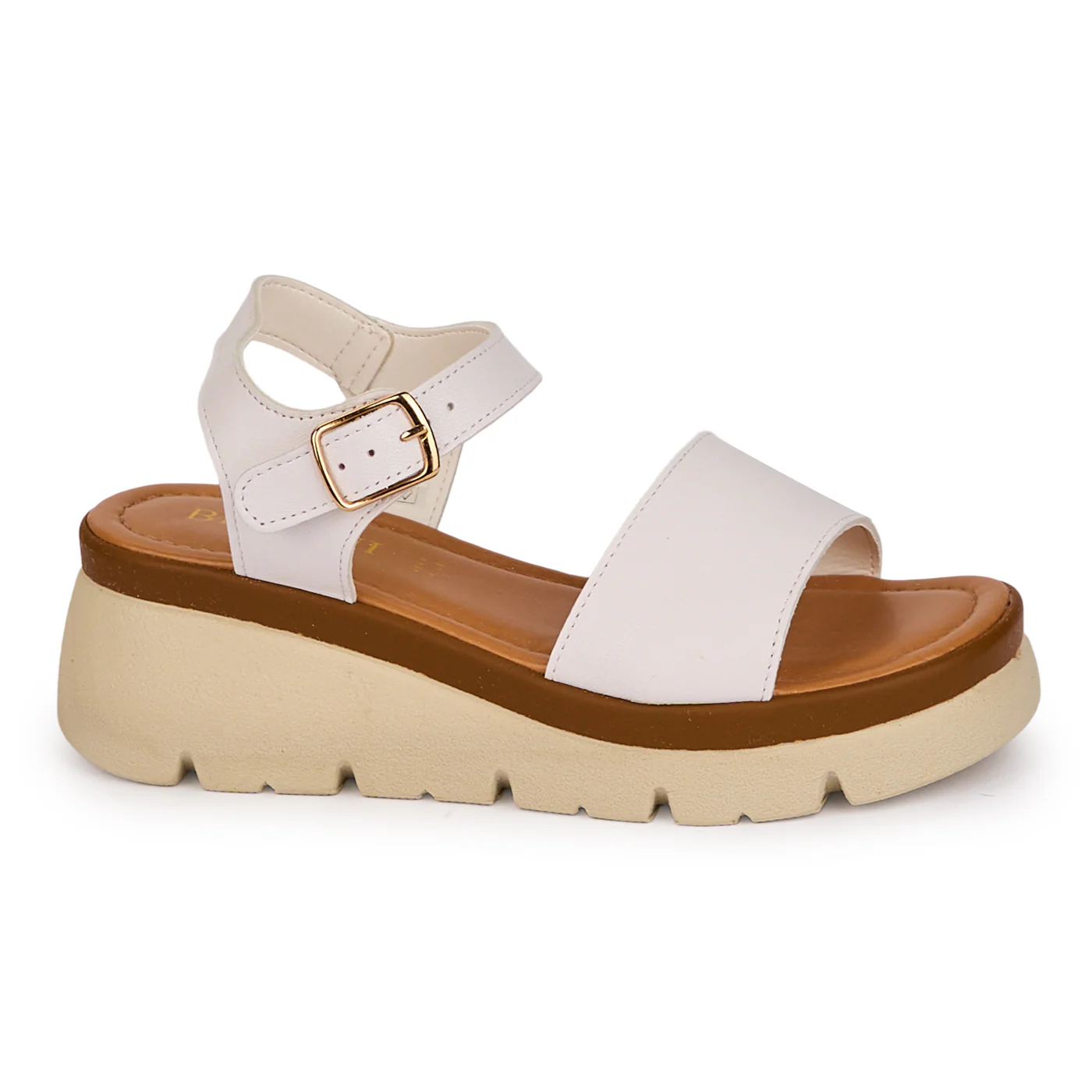 Sandale dama din piele naturala alba cu platforma 5 cm 18576