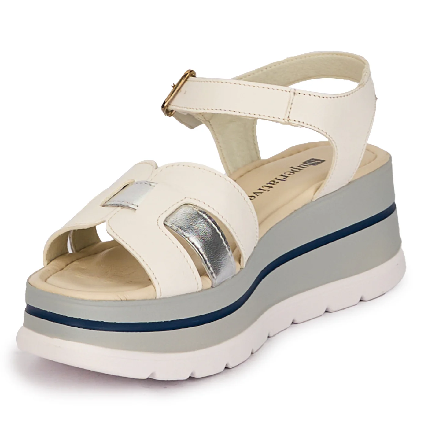 Sandale dama din piele naturala alba cu platforma 6 cm 18261 - Image 3