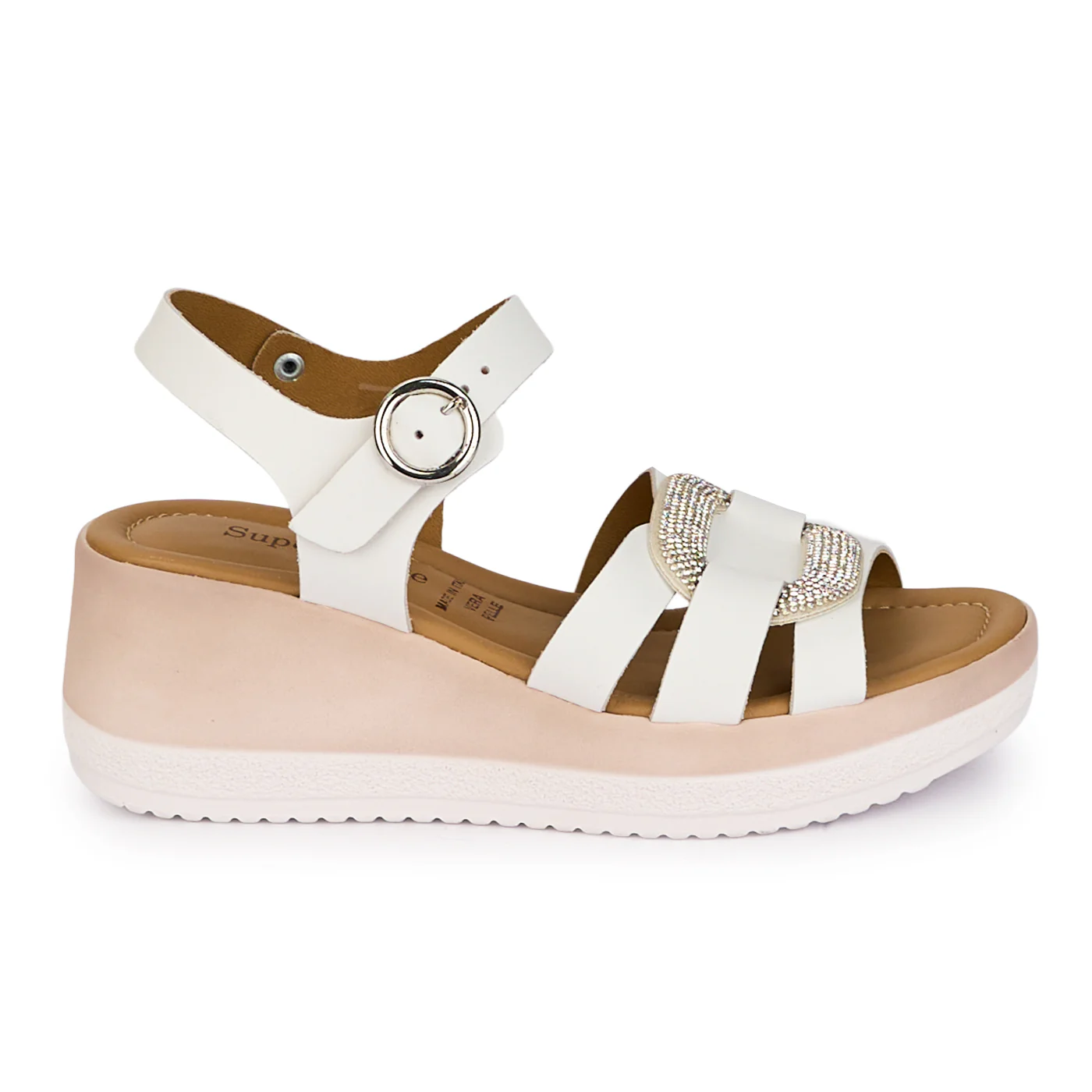 Sandale dama din piele naturala alba cu platforma 6 cm 18350