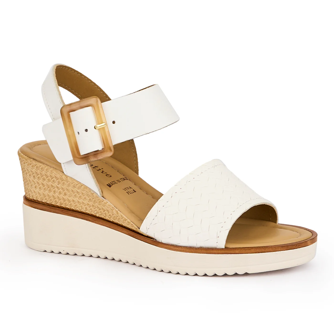Sandale dama din piele naturala alba cu platforma 7 cm 16124