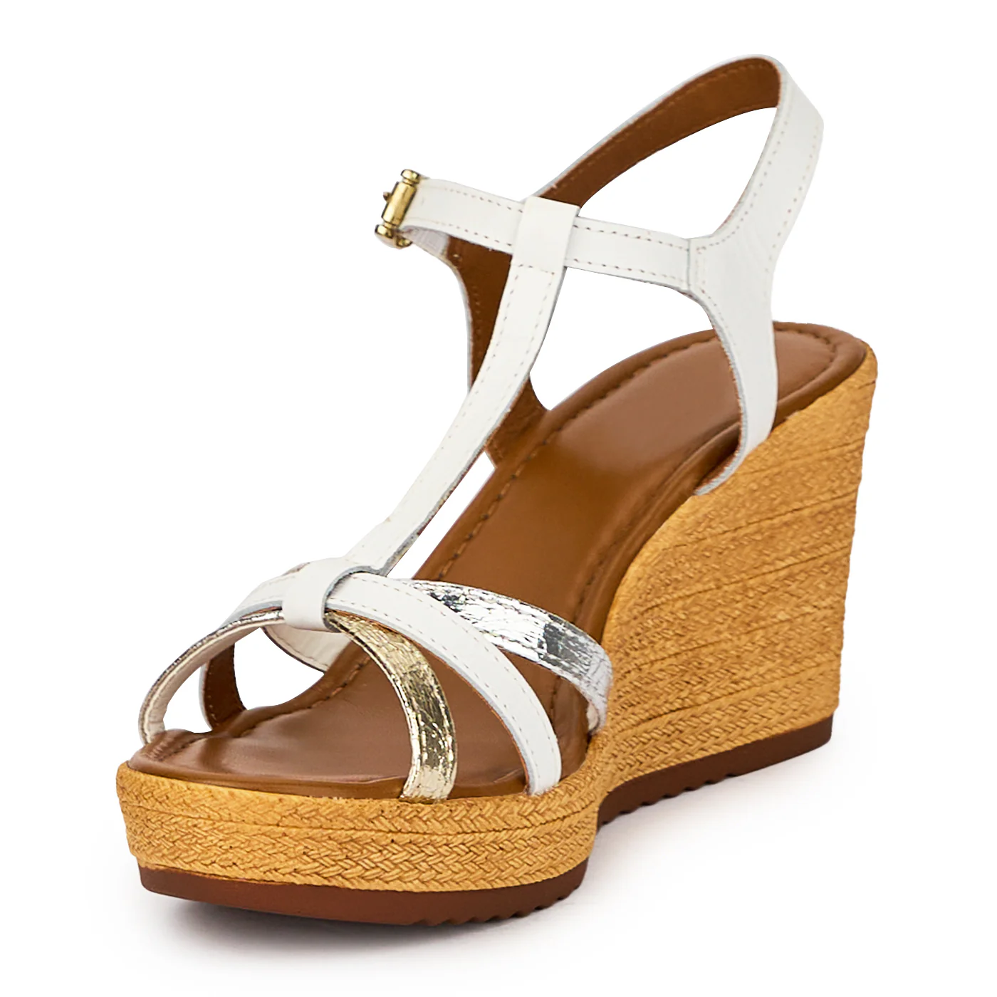 Sandale dama din piele naturala alba cu platforma 8.5 cm 15531 - Image 3