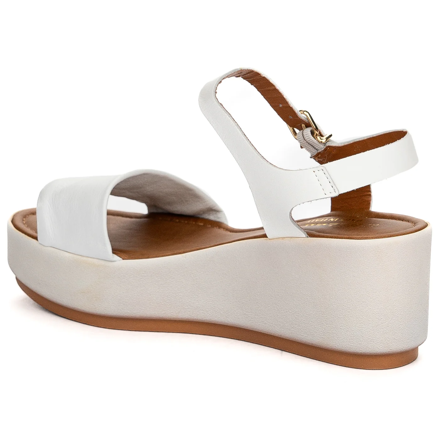 Sandale dama din piele naturala alba cu talpa inalta 13738 - Image 6