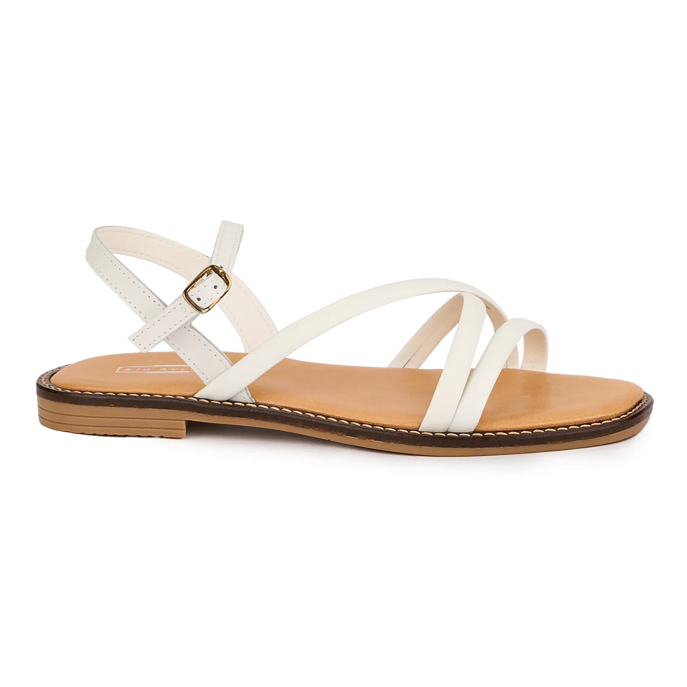 Sandale dama din piele naturala alba cu talpa joasa 16379