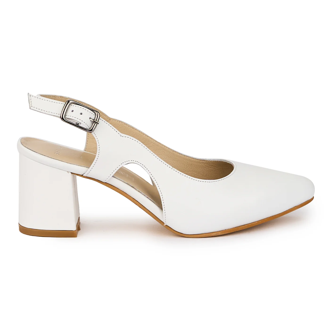 Sandale dama din piele naturala alba cu toc gros 6.5 cm 15901