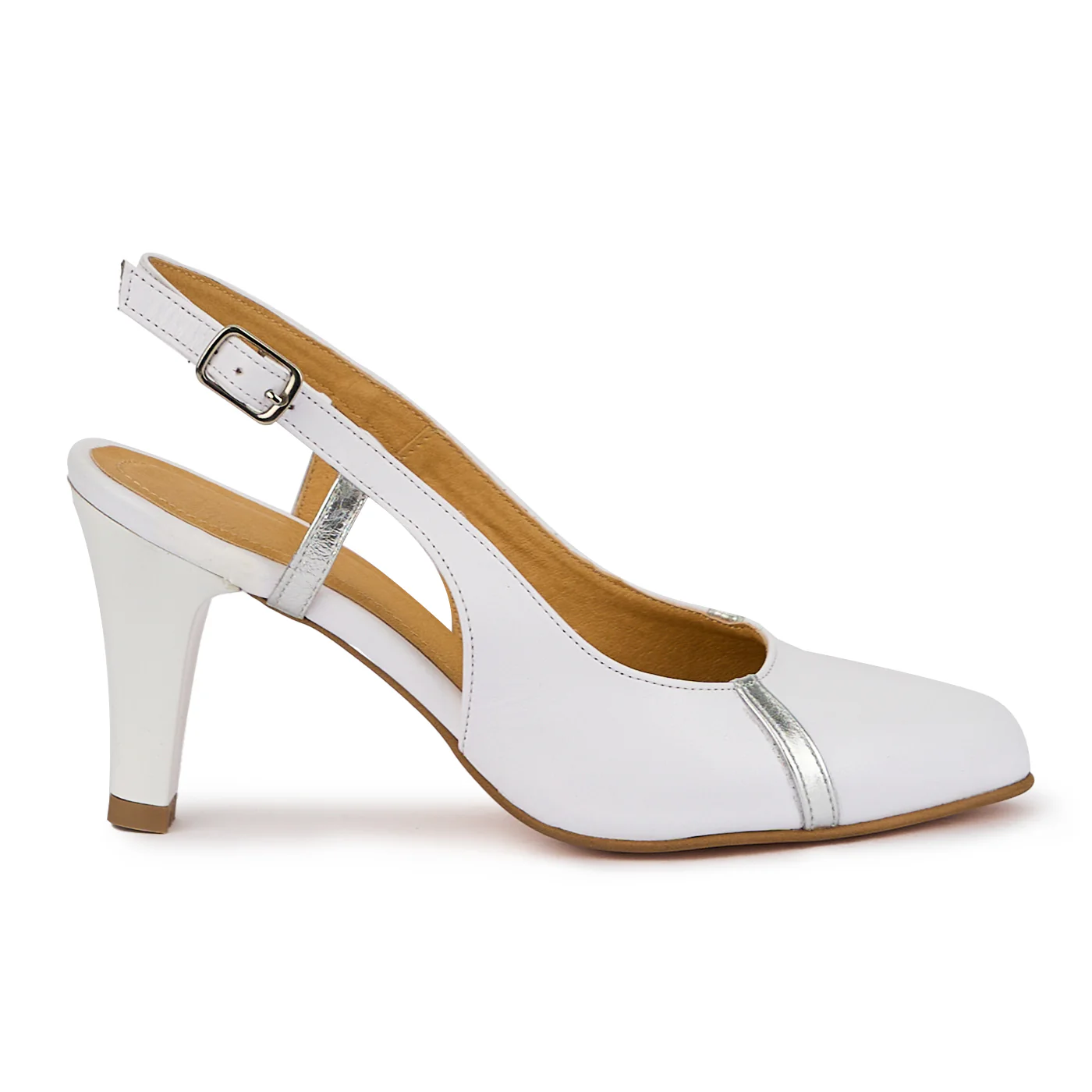Sandale dama din piele naturala alba cu toc gros 8 cm 15217