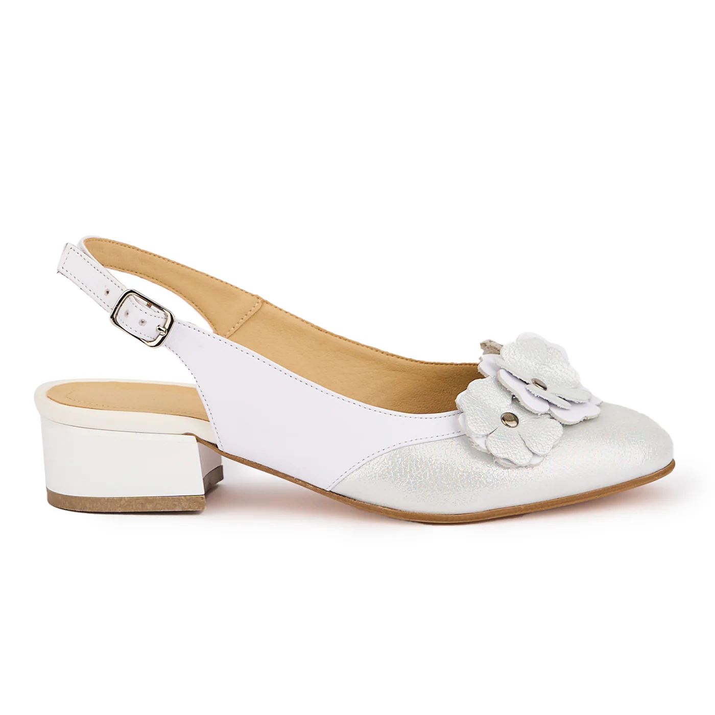 Sandale dama din piele naturala alba cu toc mic 3.5 cm 16956