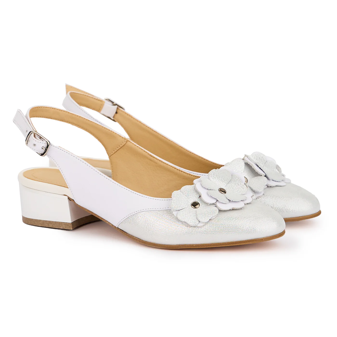 Sandale dama din piele naturala alba cu toc mic 3.5 cm 16956 - Image 4