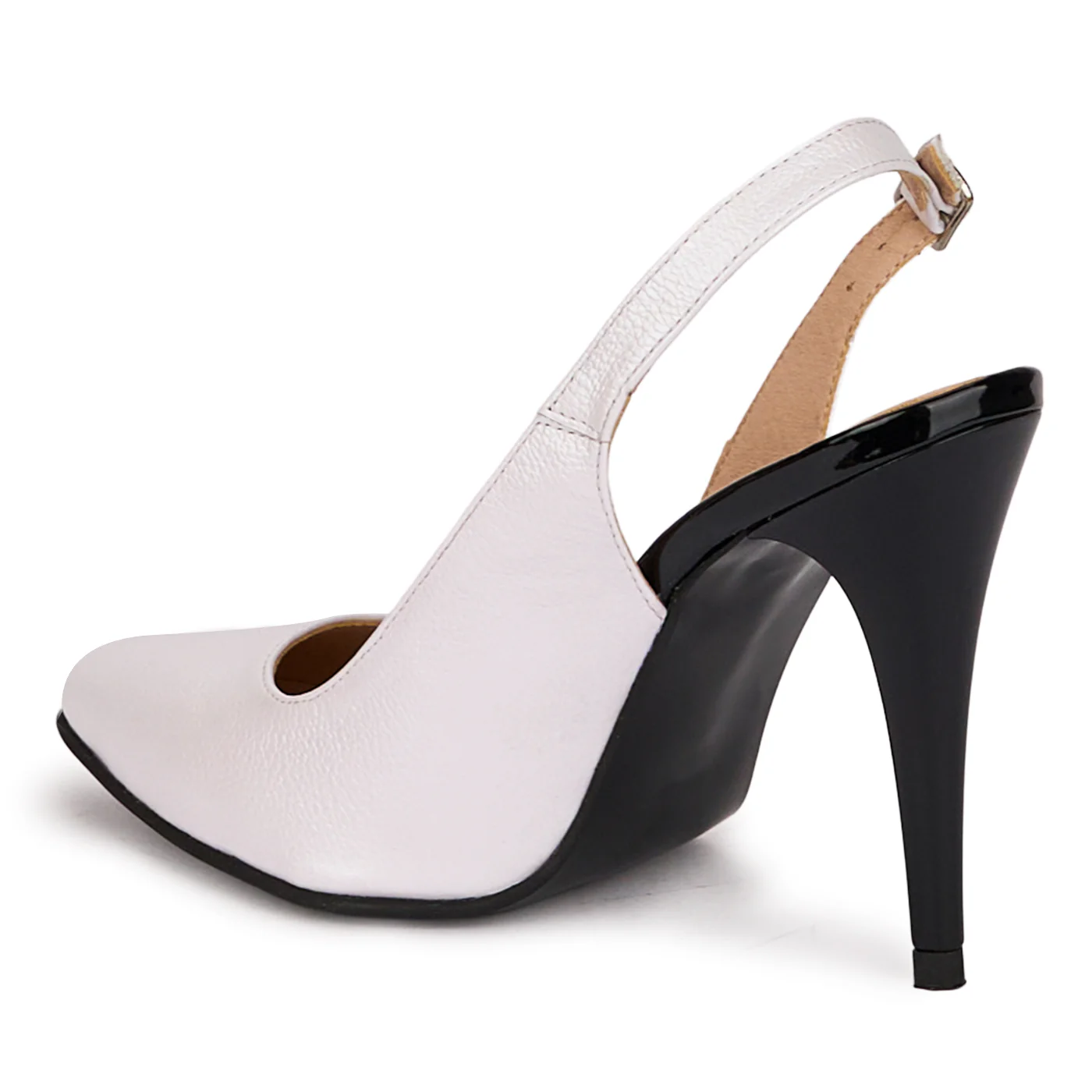 Sandale dama din piele naturala alba cu toc subtire 10 cm 18613 - Image 2