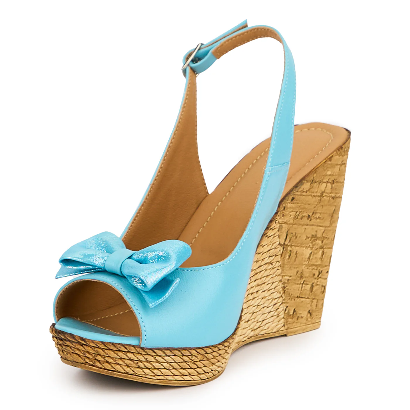 Sandale dama din piele naturala albastra cu platforma 10 cm 15148 - Image 3