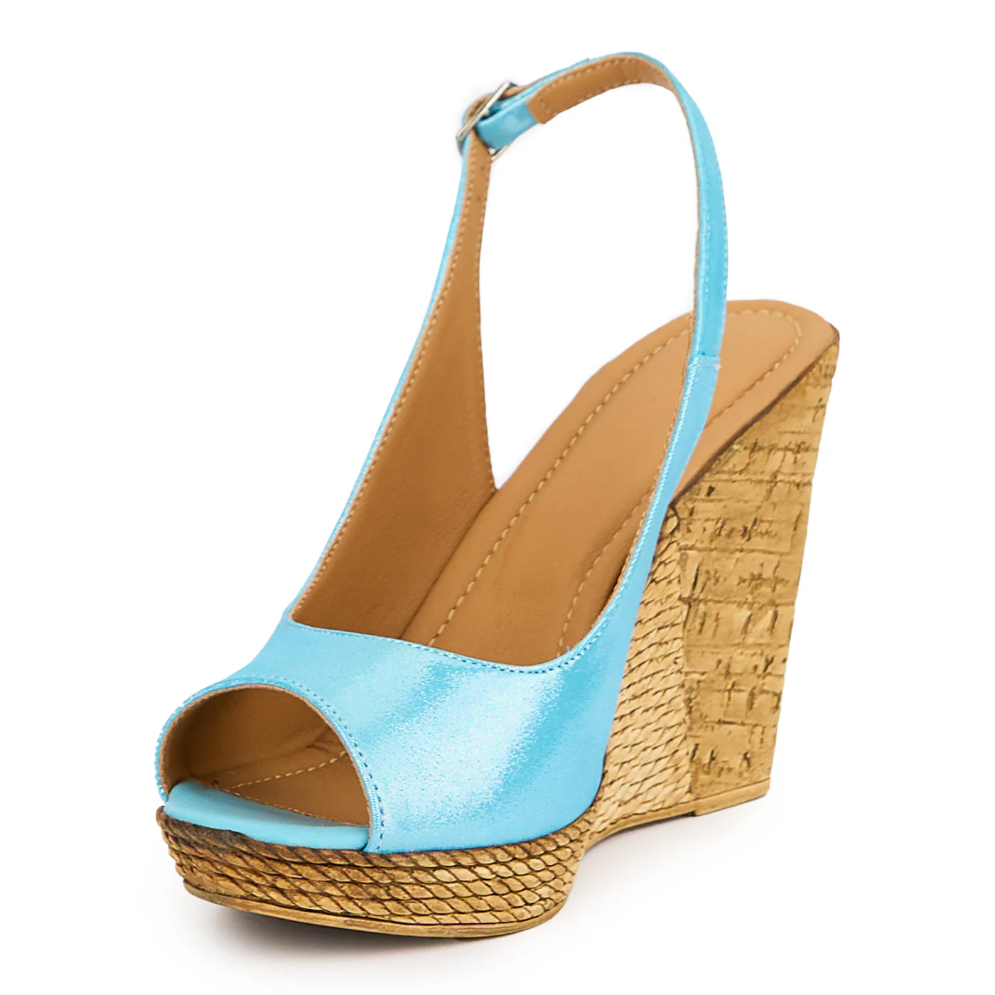 Sandale dama din piele naturala albastra cu platforma 10 cm 15149 - Image 3