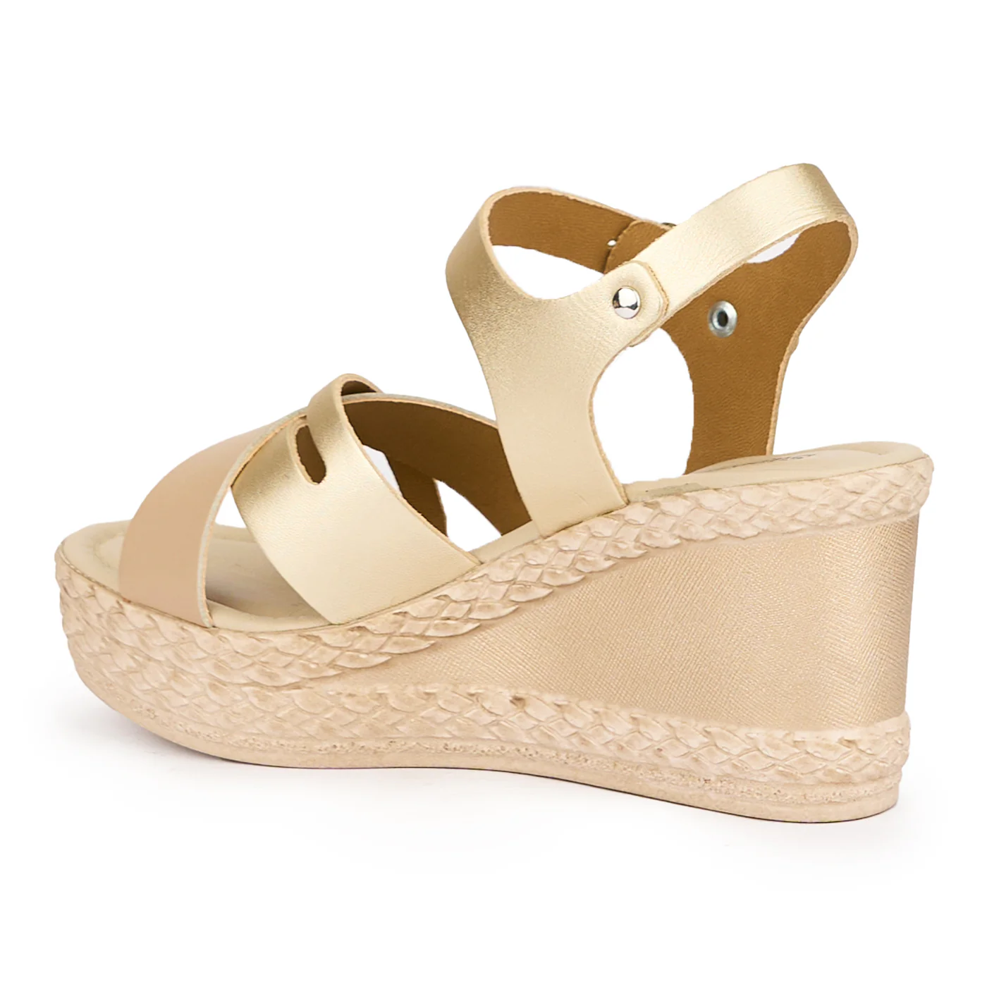 Sandale dama din piele naturala aurie cu platforma 8 cm 16119 - Image 2