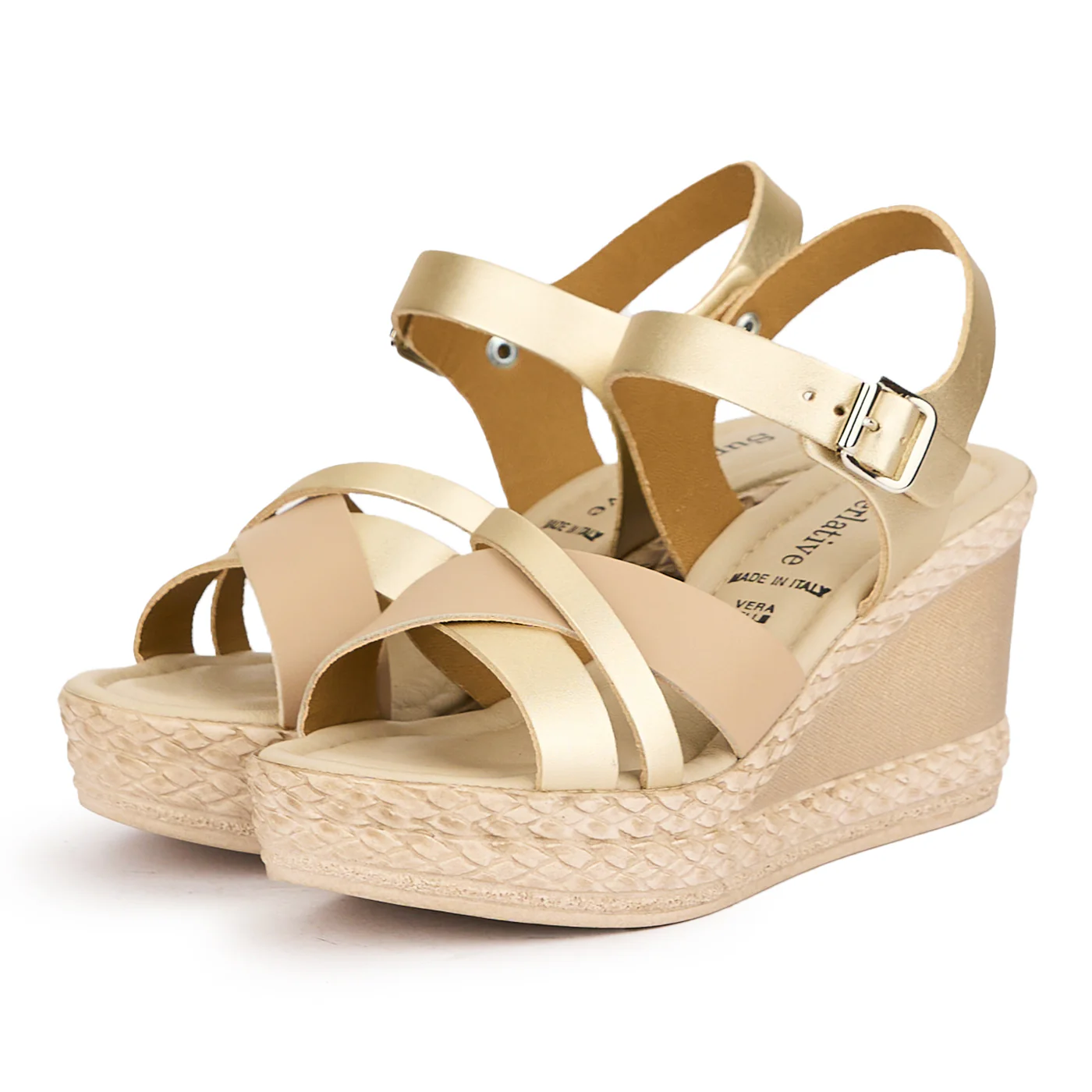 Sandale dama din piele naturala aurie cu platforma 8 cm 16119 - Image 3