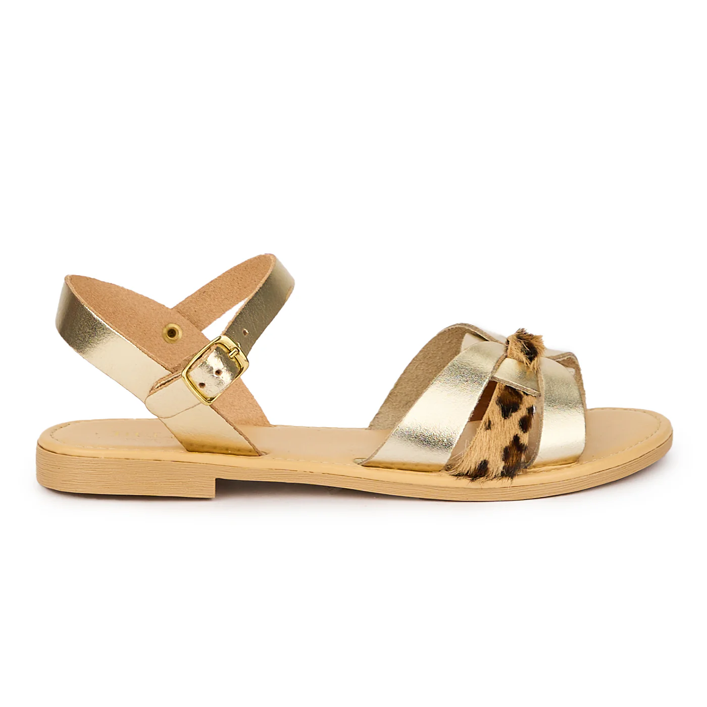 Sandale dama din piele naturala auriu 15401