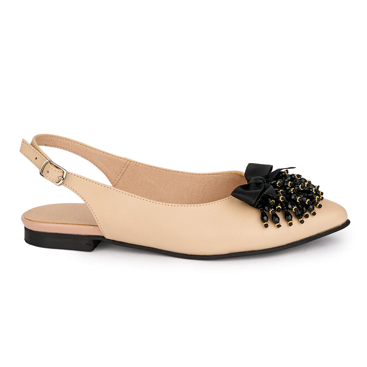 Sandale dama din piele naturala bej cu accesoriu 18546
