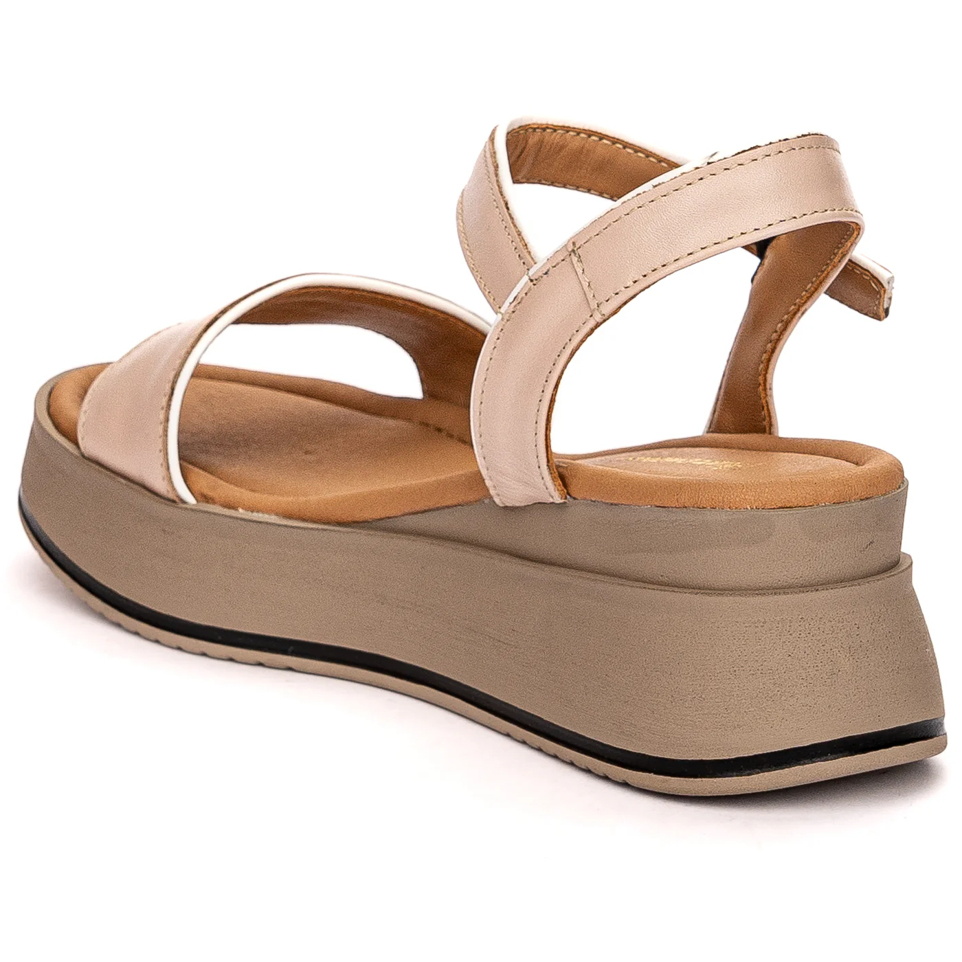 Sandale dama din piele naturala bej cu platforma 13598 - Image 2