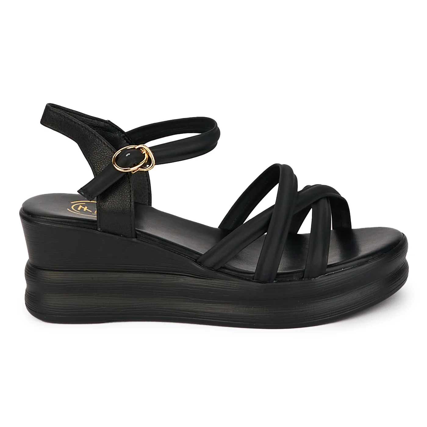 Sandale dama din piele naturala neagra cu platforma 18213