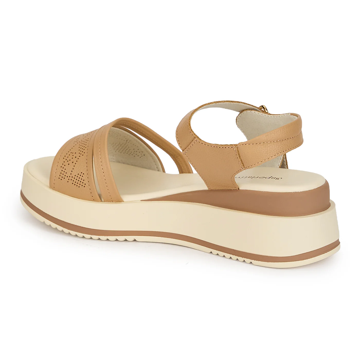 Sandale dama din piele naturala bej cu platforma 5 cm 19759 - Image 2