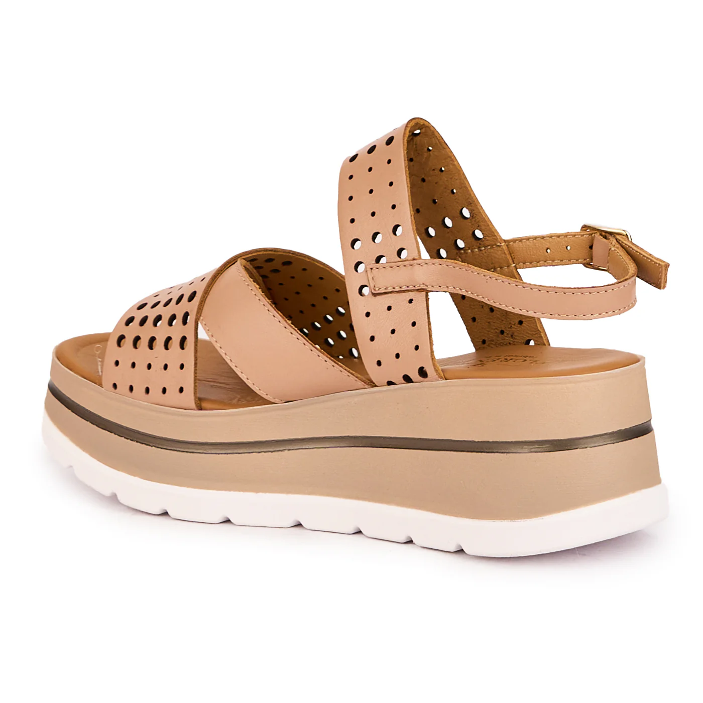 Sandale dama din piele naturala bej-fard cu platforma 16552 - Image 2