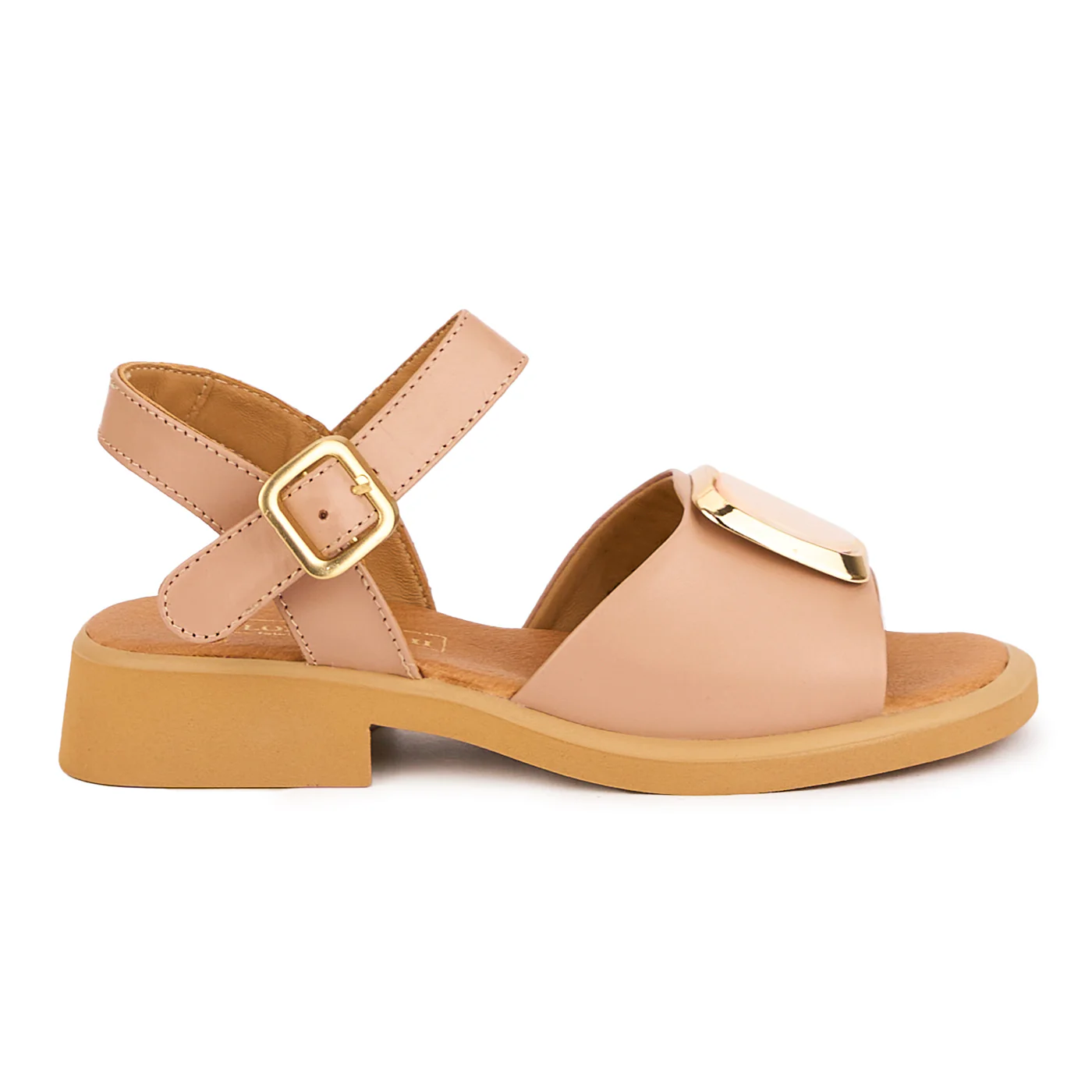 Sandale dama din piele naturala bej-fard cu talpa joasa 16644