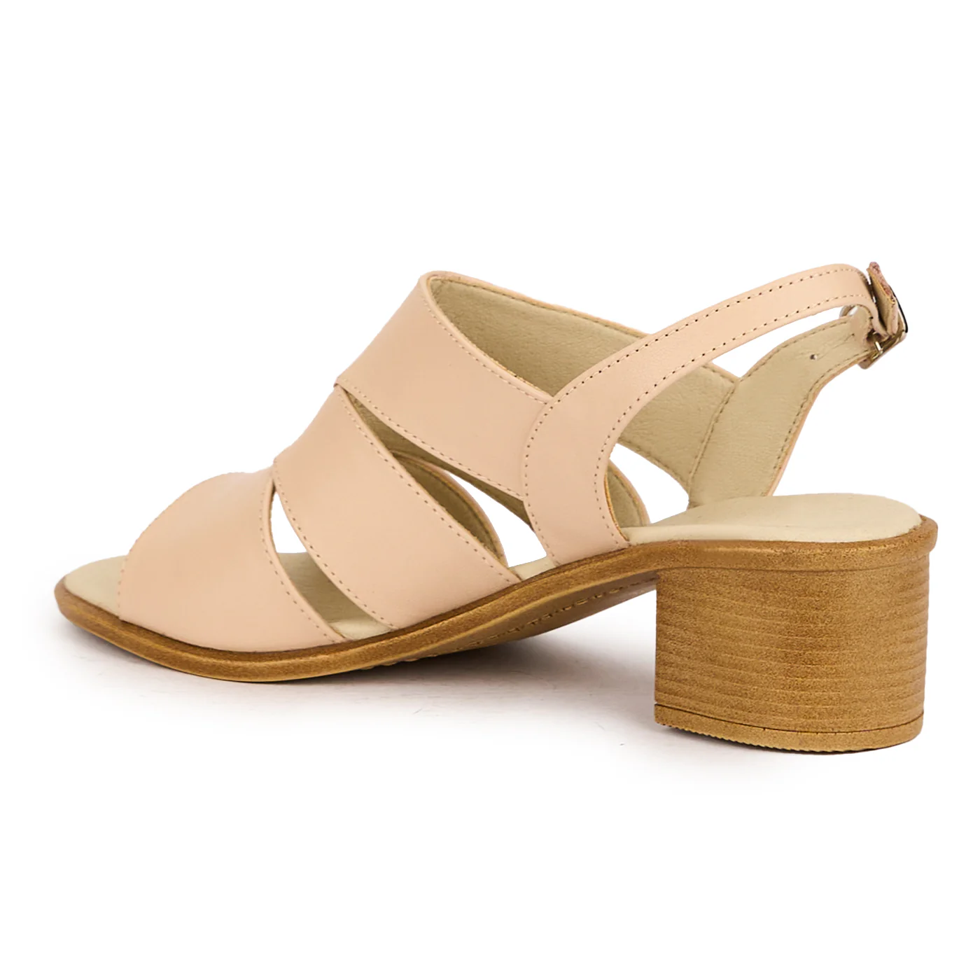 Sandale dama din piele naturala bej-fard cu toc gros 5 cm 16485 - Image 2