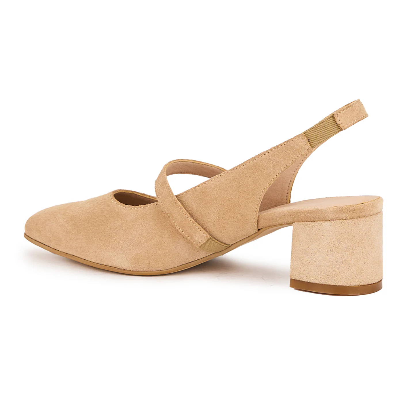 Sandale dama din piele naturala bej-nude cu toc gros 5 cm 16292 - Image 2