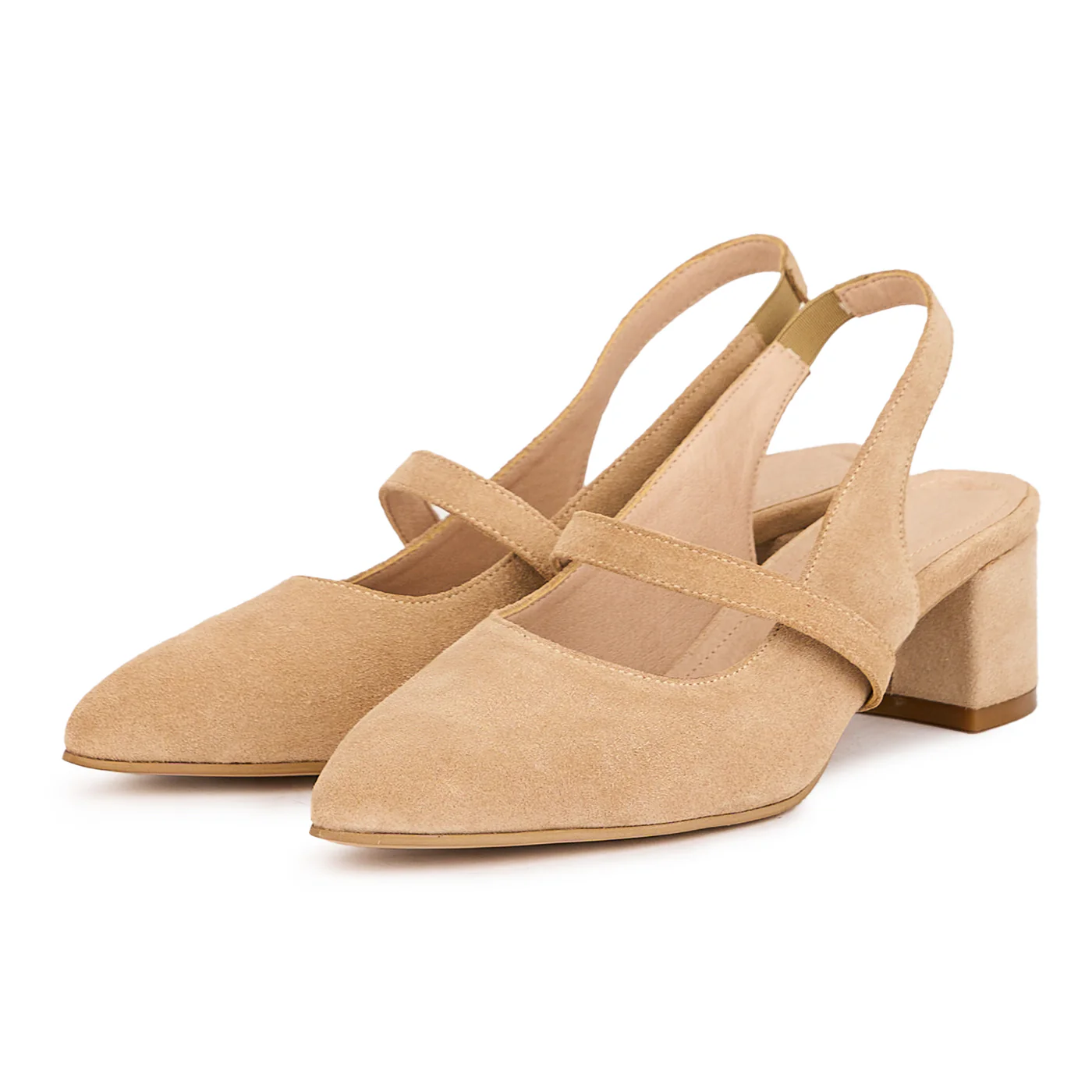 Sandale dama din piele naturala bej-nude cu toc gros 5 cm 16292 - Image 4