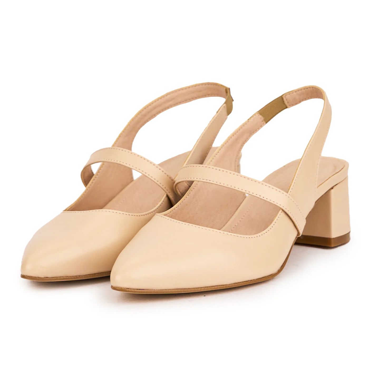 Sandale dama din piele naturala bej-nude cu toc gros 5 cm 16496 - Image 5