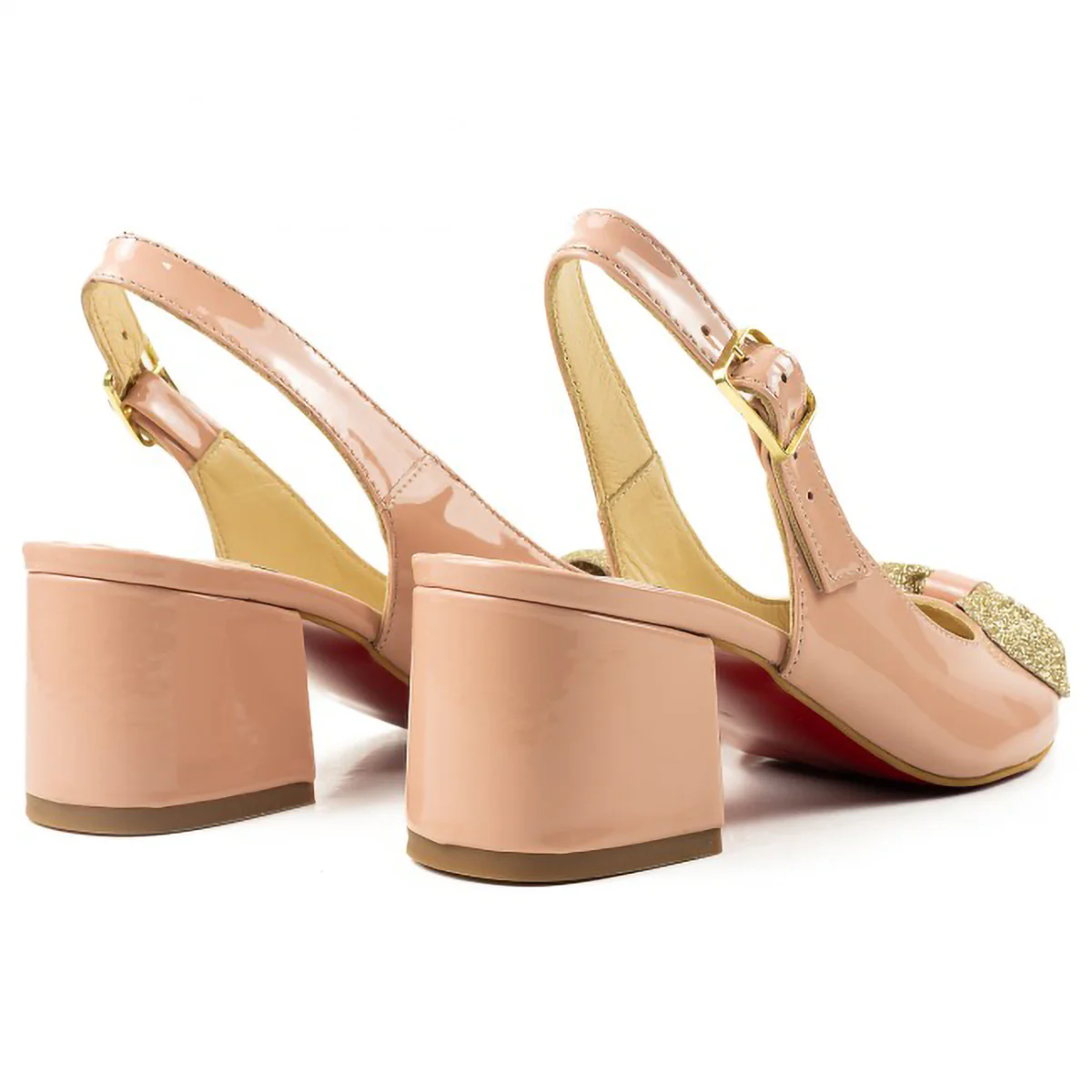 Sandale dama din piele naturala bej-nude cu toc gros 6 cm 15811 - Image 2