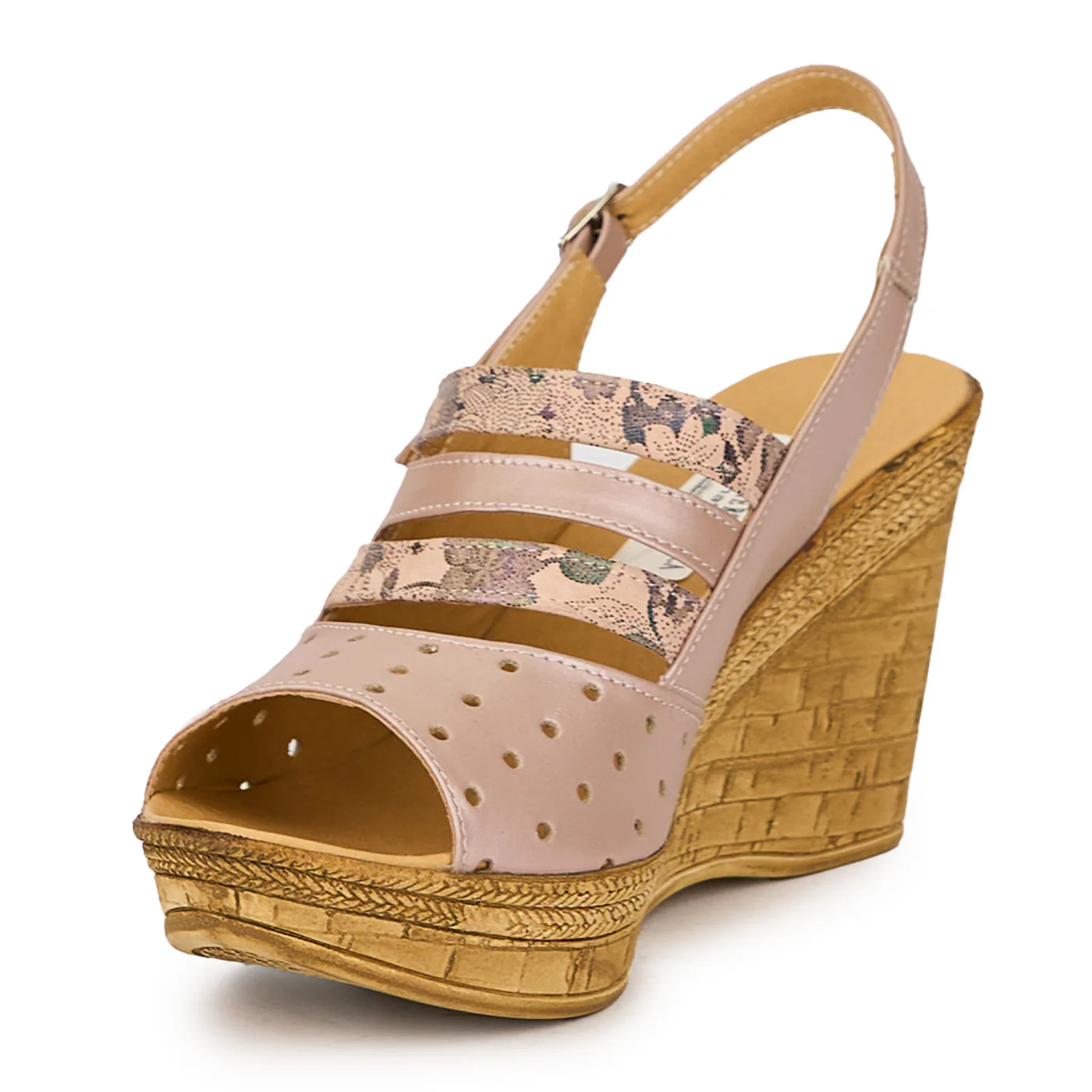 Sandale dama din piele naturala bej-nude sidef cu platforma 15875 - Image 3