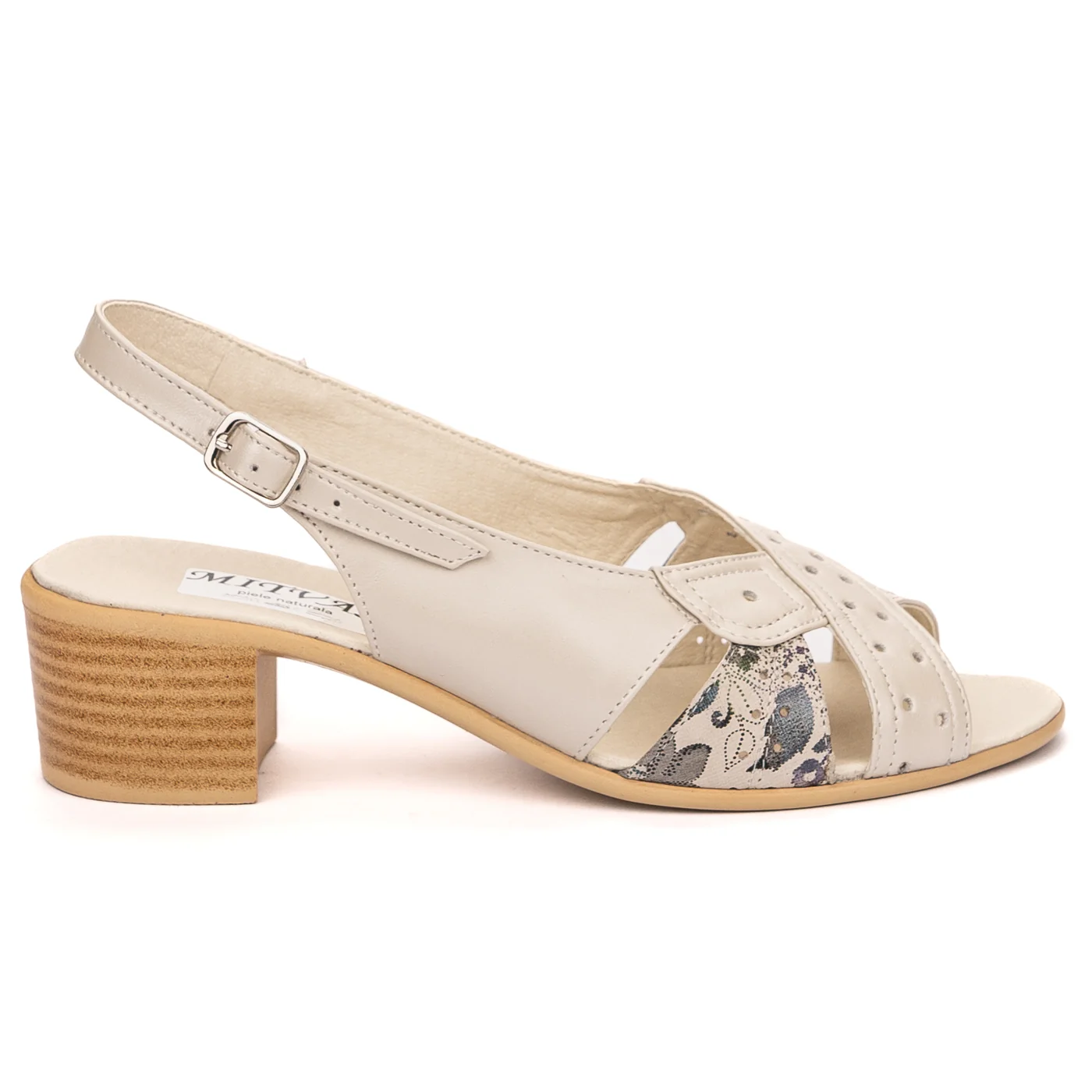 Sandale dama din piele naturala bej toc 5 cm 13545