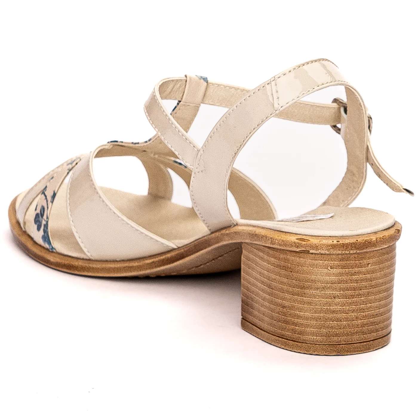 Sandale dama din piele naturala bej toc 5 cm 13692 - Image 2
