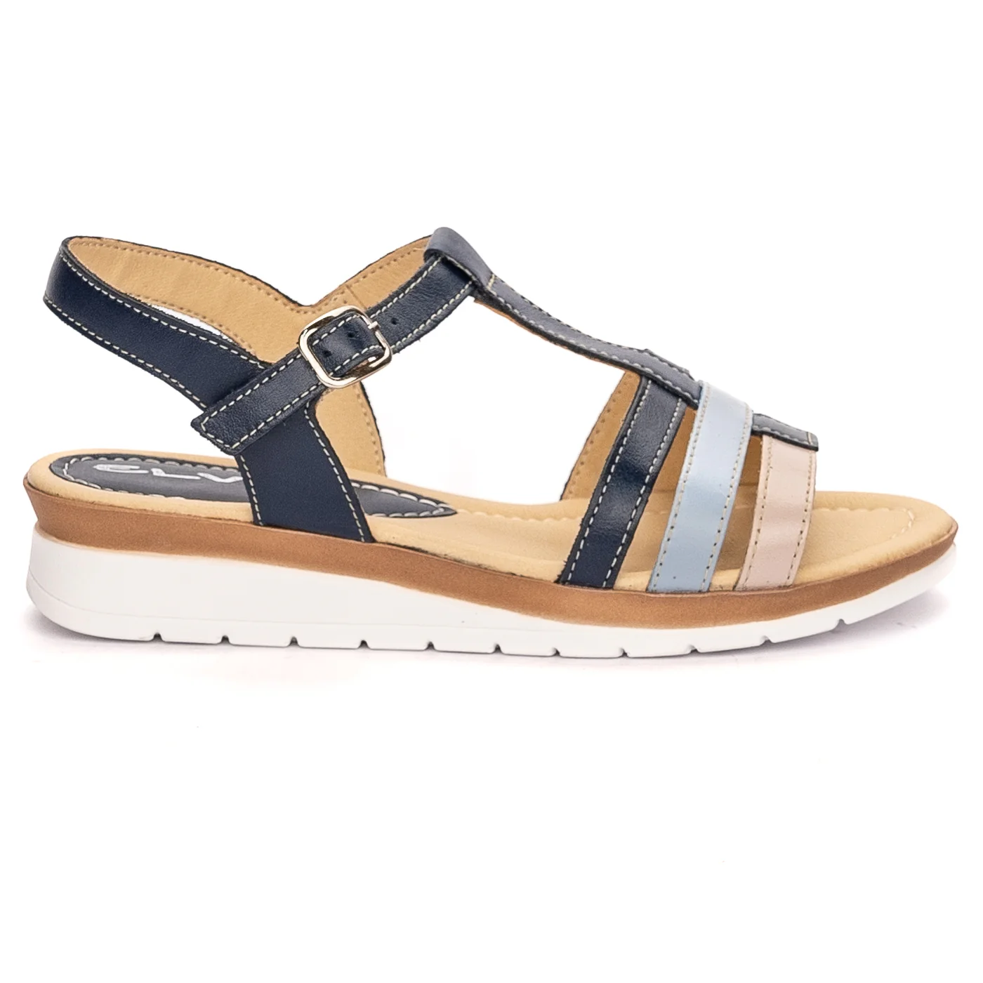 Sandale dama din piele naturala bleumarin 13452