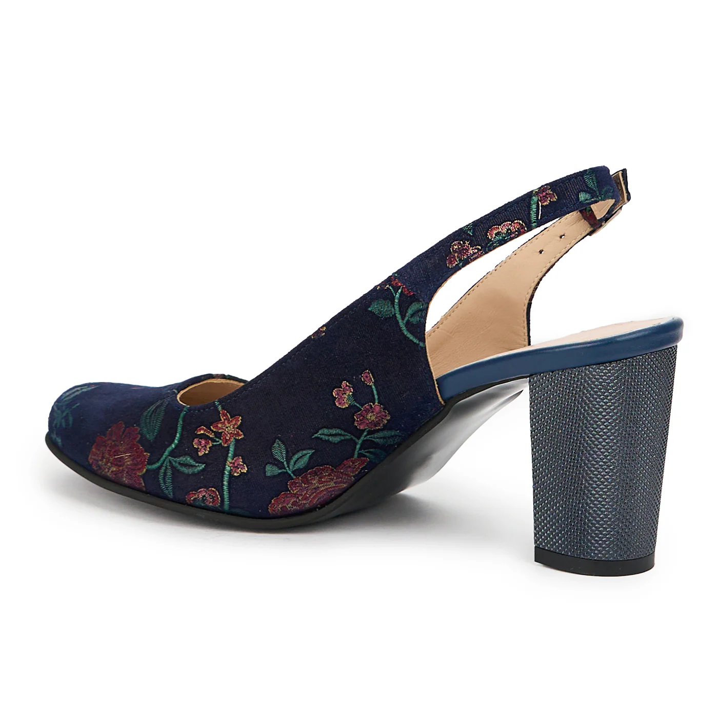 Sandale dama din piele naturala bleumarin  cu toc gros 8 cm 14792 - Image 2