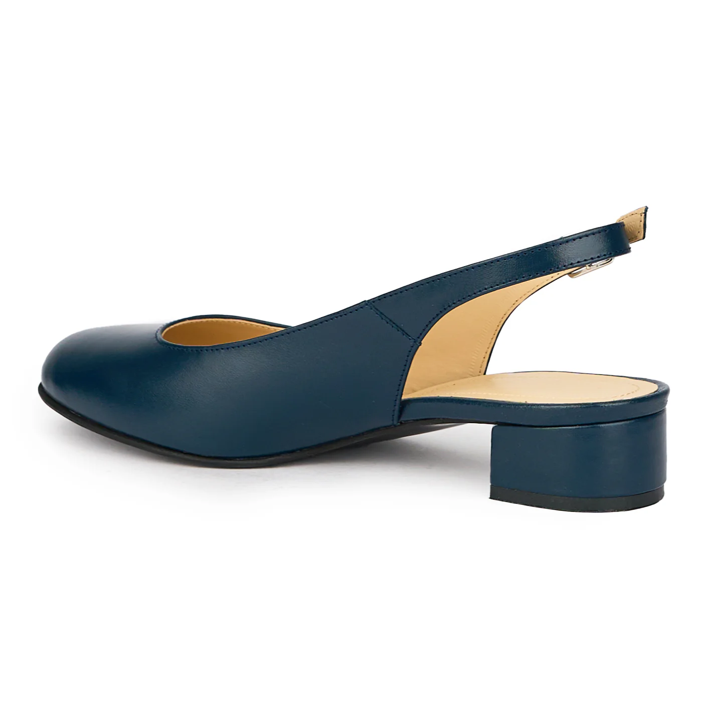 Sandale dama din piele naturala bleumarin cu toc mic 3.5 cm 15575 - Image 2