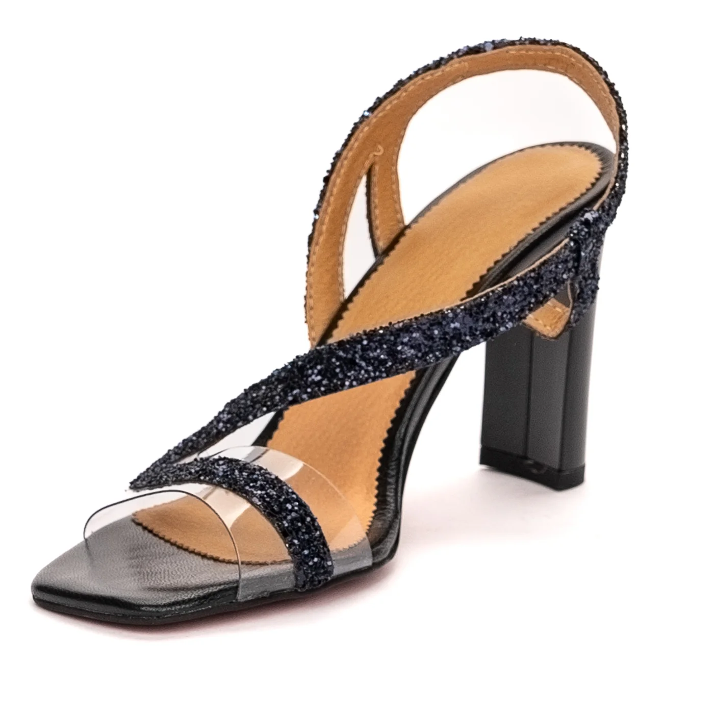 Sandale dama din piele naturala bleumarin cu toc subtire 8.5 cm 13436 - Image 3