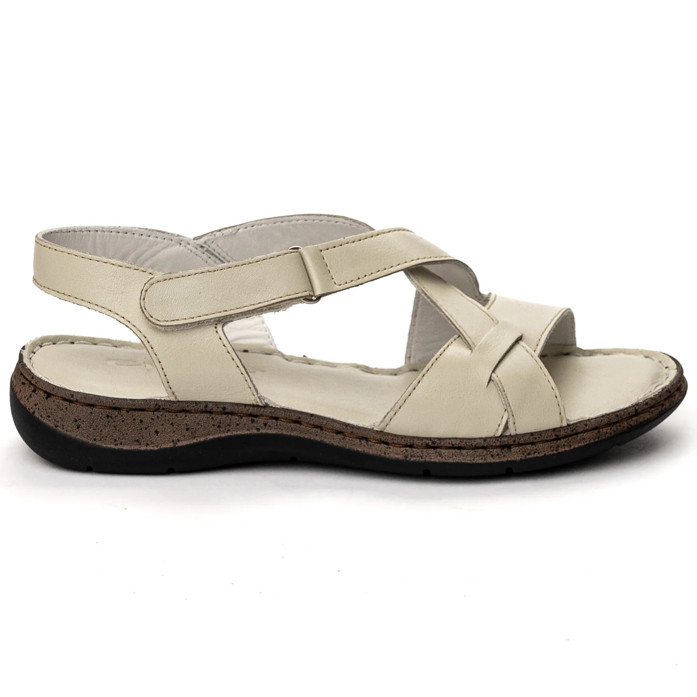 Sandale dama din piele naturala cream 13635
