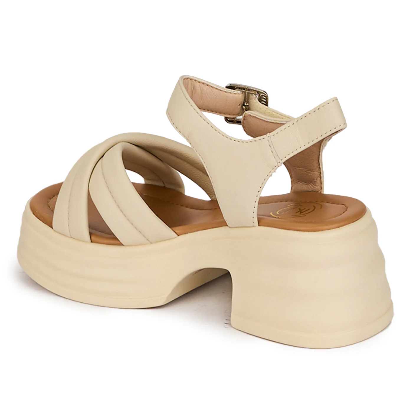 Sandale dama din piele naturala crem 18206 - Image 2